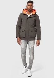 Indicode Kurzmantel Waters Dunkelgrün/Khaki/Orange/Schwarz