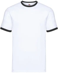 Fruit of the Loom Rundhalsshirt Valueweight RingerT Weiß/Schwarz/Dunkelblau