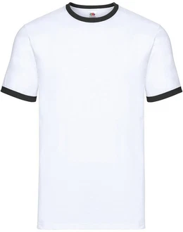 Fruit of the Loom Rundhalsshirt Valueweight RingerT Weiß/Schwarz/Dunkelblau