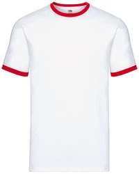 Fruit of the Loom Rundhalsshirt Valueweight RingerT Weiß/Rot