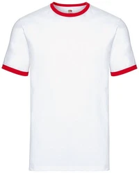Fruit of the Loom Rundhalsshirt Valueweight RingerT Weiß/Rot