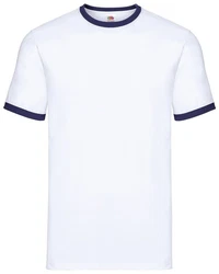Fruit of the Loom Rundhalsshirt Valueweight RingerT Dunkelblau/Weiß