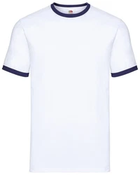 Fruit of the Loom Rundhalsshirt Valueweight RingerT Dunkelblau/Weiß