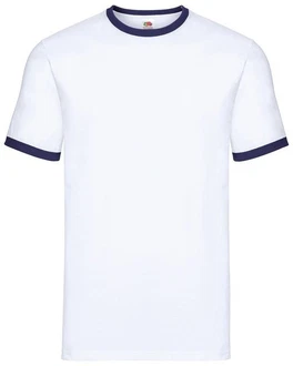 Fruit of the Loom Rundhalsshirt Valueweight RingerT Dunkelblau/Weiß
