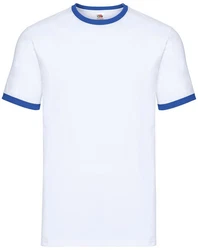 Fruit of the Loom Rundhalsshirt Valueweight RingerT Weiß/Blau/Creme