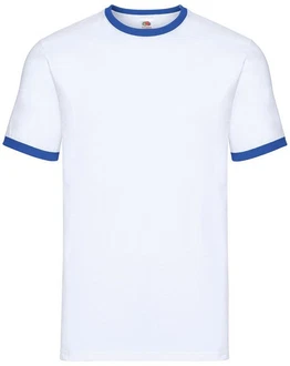Fruit of the Loom Rundhalsshirt Valueweight RingerT Weiß/Blau/Creme