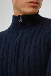 Indicode Strickjacke IDPaulomo Zip-Jacke Dunkelblau/Blau/Hellblau