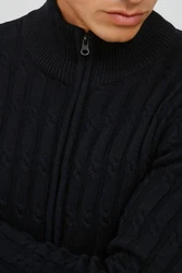 Indicode Strickjacke IDPaulomo Zip-Jacke Schwarz/Dunkelblau/Hellblau/Blau