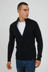 Indicode Strickjacke IDPaulomo Zip-Jacke Schwarz/Dunkelblau/Hellblau/Blau