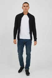 Indicode Strickjacke IDPaulomo Zip-Jacke Schwarz/Dunkelblau/Hellblau/Blau