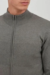 Indicode Strickjacke Ernaldo Zip-Jacke Hellgrau/Grau/Dunkelgrau/Dunkelgrün