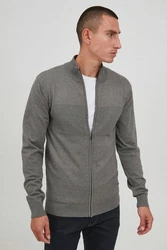 Indicode Strickjacke Ernaldo Zip-Jacke Hellgrau/Grau/Dunkelgrau/Dunkelgrün