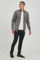 Indicode Strickjacke Ernaldo Zip-Jacke Hellgrau/Grau/Dunkelgrau/Dunkelgrün