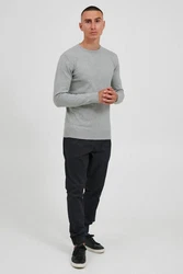Indicode Rundhalspullover Herren feinstrickpullover Grau/Hellgrau