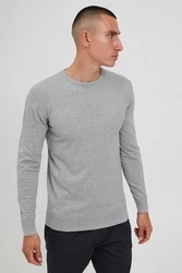 Indicode Rundhalspullover Herren feinstrickpullover Grau/Hellgrau