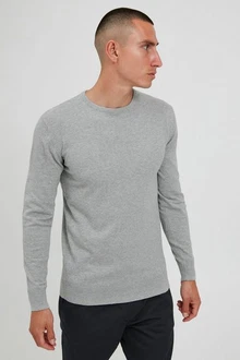 Indicode Rundhalspullover Herren feinstrickpullover Grau/Hellgrau