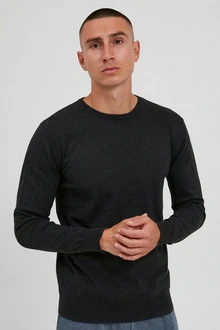 Indicode Rundhalspullover Herren feinstrickpullover Dunkelgrau/Schwarz Indicode Rundhalspullover Herren feinstrickpullover Dunkelgrau/Schwarz