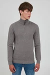 Indicode Troyer IDBanjamon Strickpullover mit Troyerkragen Hellgrau/Grau/Dunkelgrau