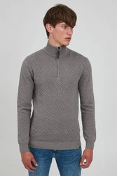 Indicode Troyer IDBanjamon Strickpullover mit Troyerkragen Hellgrau/Grau/Dunkelgrau