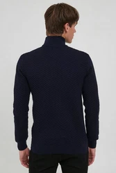 Indicode Troyer IDBanjamon Strickpullover mit Troyerkragen Dunkelblau