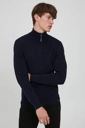 Indicode Troyer IDBanjamon Strickpullover mit Troyerkragen Dunkelblau
