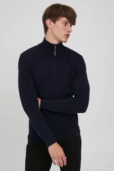 Indicode Troyer IDBanjamon Strickpullover mit Troyerkragen Dunkelblau