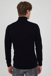Indicode Troyer IDBanjamon Strickpullover mit Troyerkragen Dunkelblau/Schwarz/Hellblau