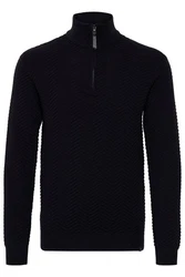 Indicode Troyer IDBanjamon Strickpullover mit Troyerkragen Dunkelblau/Schwarz/Hellblau