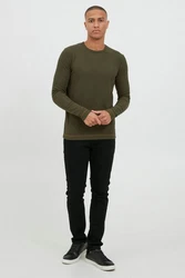 Indicode Langarmshirt IDAmbrosius Basic Dunkelgrün/Khaki