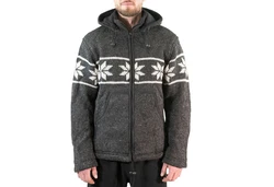 KUNST UND MAGIE Kapuzenstrickjacke Snowboard Nordisch Dunkelgrau/Grau/Lila