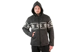 KUNST UND MAGIE Kapuzenstrickjacke Snowboard Nordisch Dunkelgrau/Grau/Lila