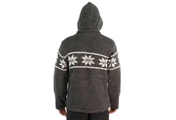 KUNST UND MAGIE Kapuzenstrickjacke Snowboard Nordisch Dunkelgrau/Grau/Lila