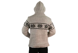 KUNST UND MAGIE Kapuzenstrickjacke Snowboard Nordisch Beige/Creme/Lila
