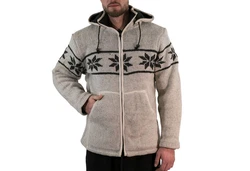 KUNST UND MAGIE Kapuzenstrickjacke Snowboard Nordisch Beige/Creme/Lila
