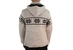 KUNST UND MAGIE Kapuzenstrickjacke Snowboard Nordisch Beige/Creme/Lila