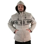 KUNST UND MAGIE Kapuzenstrickjacke Snowboard Nordisch Beige/Creme/Lila