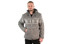 KUNST UND MAGIE Kapuzenstrickjacke Snowboard Nordisch Grau/Hellgrau