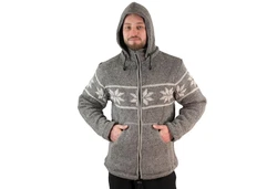 KUNST UND MAGIE Kapuzenstrickjacke Snowboard Nordisch Grau/Hellgrau