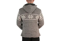 KUNST UND MAGIE Kapuzenstrickjacke Snowboard Nordisch Grau/Hellgrau