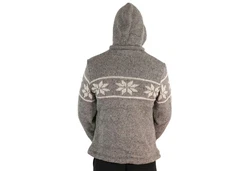 KUNST UND MAGIE Kapuzenstrickjacke Snowboard Nordisch Grau/Hellgrau