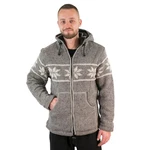 KUNST UND MAGIE Kapuzenstrickjacke Snowboard Nordisch Grau/Hellgrau