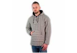 Kunst Und Magie Sweatponcho Kapu Baja Jerga Hoodie Grau/Hellgrau/Dunkelrot