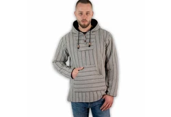 Kunst Und Magie Sweatponcho Kapu Baja Jerga Hoodie Grau/Hellgrau/Dunkelrot