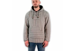 Kunst Und Magie Sweatponcho Kapu Baja Jerga Hoodie Grau/Hellgrau/Dunkelrot