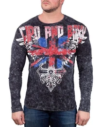 Sweatshirt Herren Longsleeve BA-CL485 Schwarz L Meliert mit diversen Prints