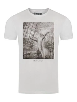 riverso T-Shirt Herren Fotoprintshirt RIVCharly Regular Fit Grau/Weiß