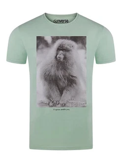 riverso T-Shirt Herren Fotoprintshirt RIVCharly Regular Fit Hellgrün/Grün