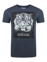 riverso T-Shirt Herren Fotoprintshirt RIVCharly Regular Fit Dunkelblau