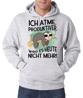 Youth Designz Kapuzenpullover Ich Atme Produktiver wird es heute nicht mehr Herren Hoodie Grau/Braun Youth Designz Kapuzenpullover Ich Atme Produktiver wird es heute nicht mehr Herren Hoodie Grau/Braun
