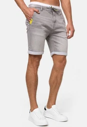 Indicode Jeansshorts Azibo Grau/Hellgrau/Khaki